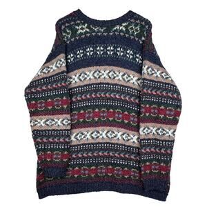 Vintage 90s Wool Blend Fair Isle Knit Oversized Crewneck Dad Men's Sweater L